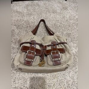 Michael Kors Cream and Brown Shoulder Bag